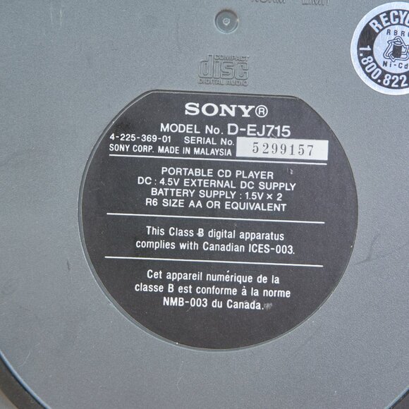 Vintage Sony D-EJ715 / Walkman Disc CD Player / Jog Proof G-Protection / Tested - Picture 6 of 7